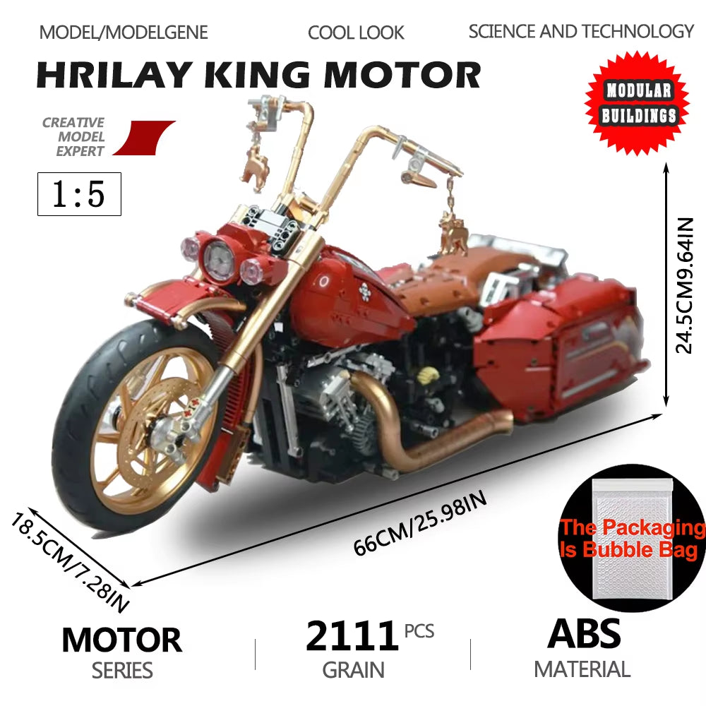 Gold Wing Touring Motorbike Model Building Blocks Technical 1:5 Scale Motorcycle Bricks Desk Decoration Assembly Set Kids Toys