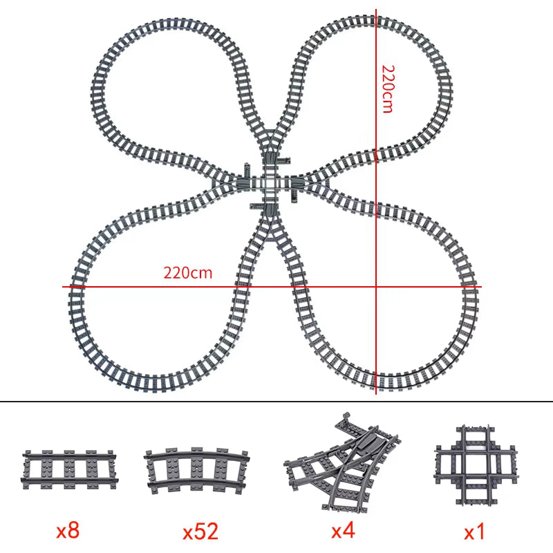 City Trains Switch Flexible Tracks Straight Curved Rails Crossing Flexible High-Speed Railway Viaduct Building Block Bricks Toys