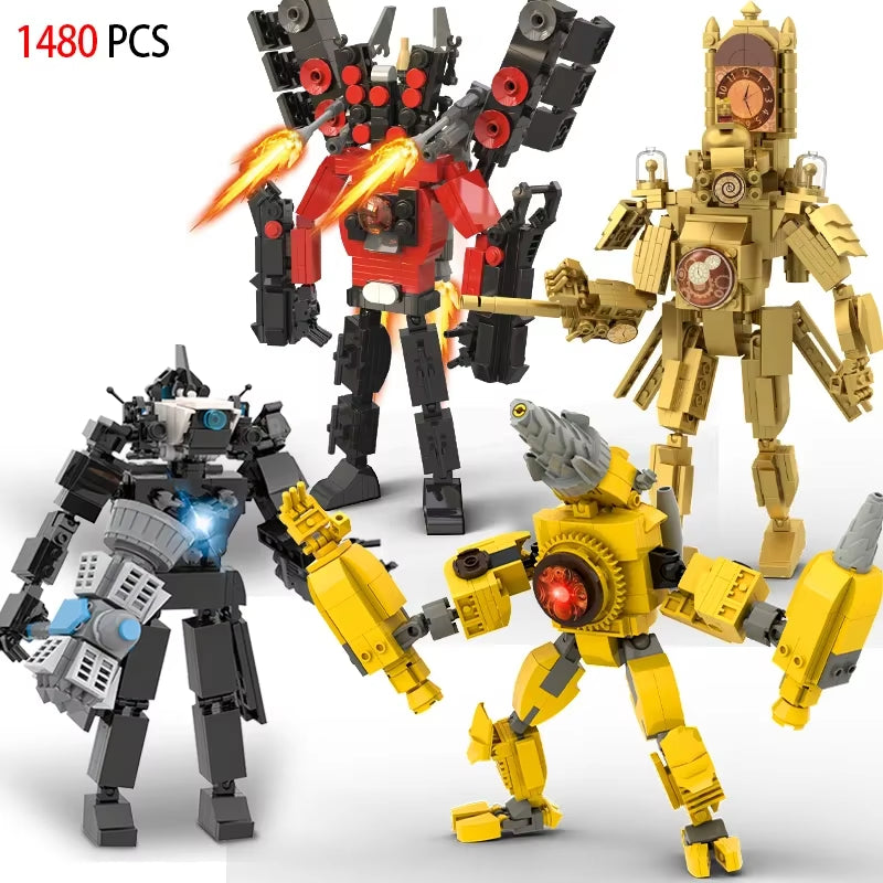 Moc Skibidi Toilet Action Figures Model Builing Blocks Camerman Titan Speakerman Surveillance Man Tvman Boys Toys for Kids Gifts