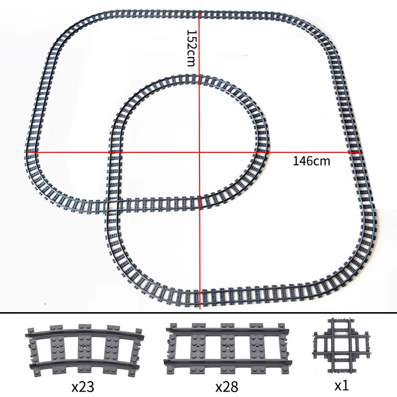 City Trains Switch Flexible Tracks Straight Curved Rails Crossing Flexible High-Speed Railway Viaduct Building Block Bricks Toys