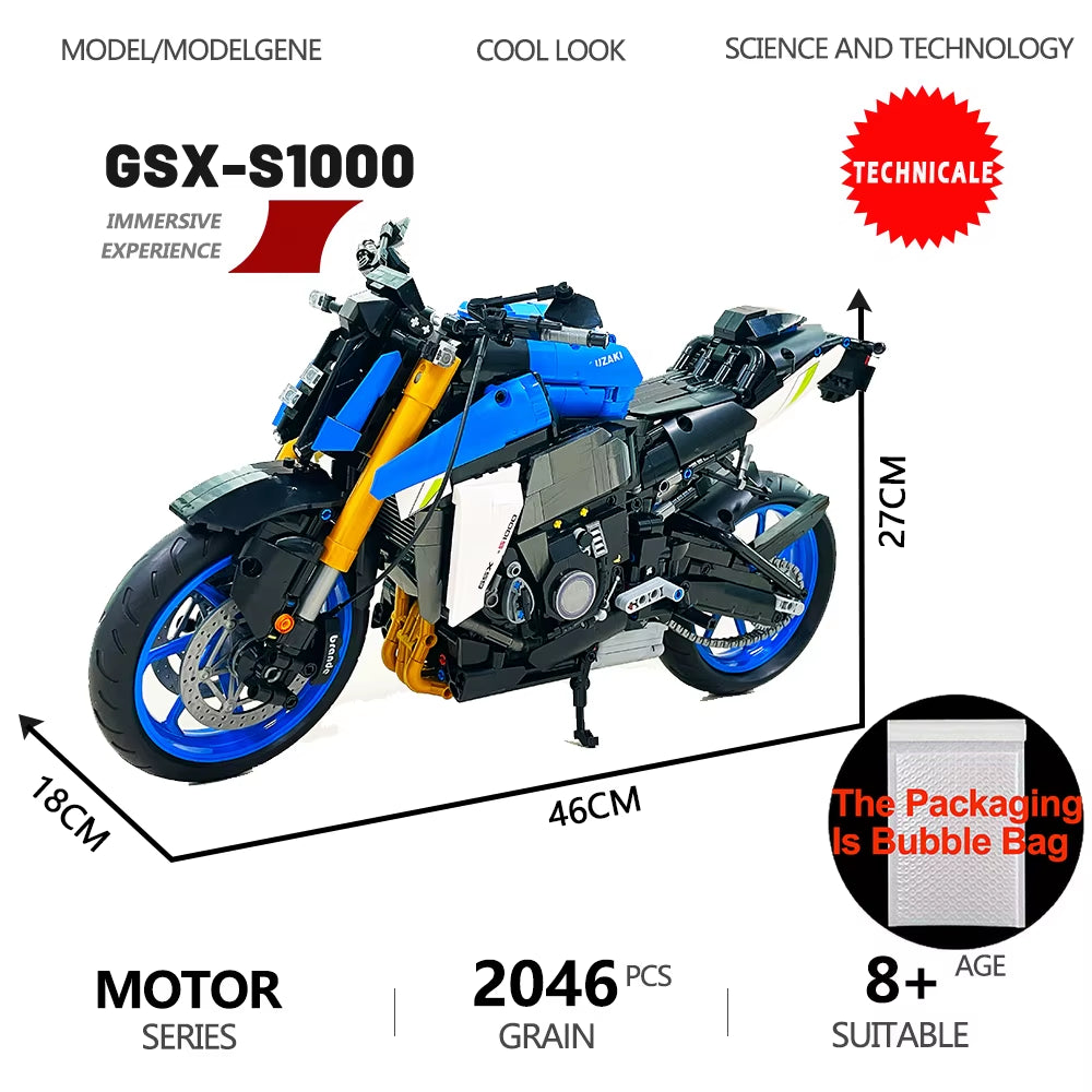 Gold Wing Touring Motorbike Model Building Blocks Technical 1:5 Scale Motorcycle Bricks Desk Decoration Assembly Set Kids Toys