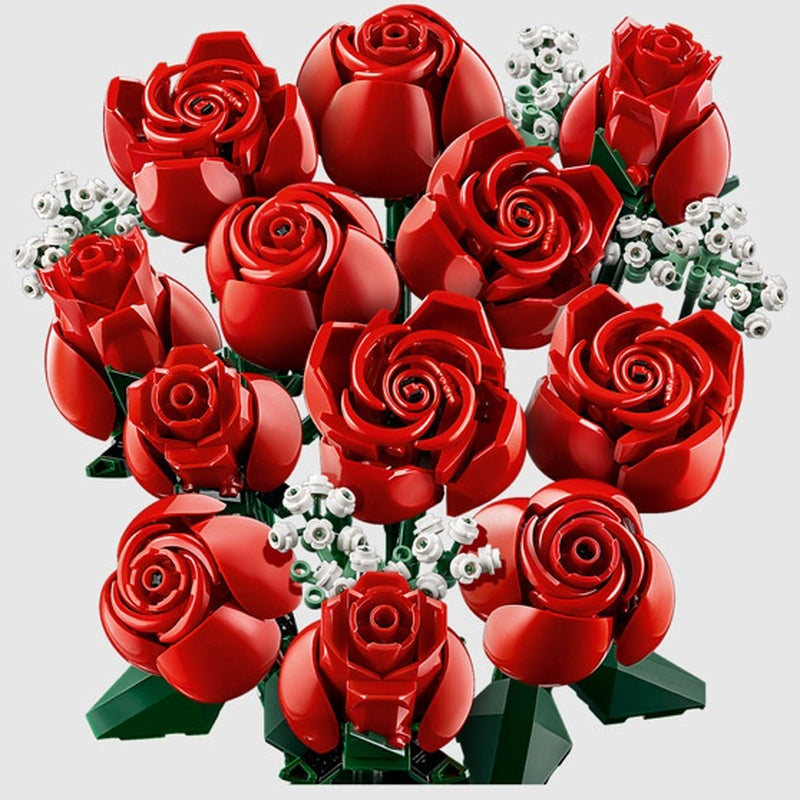Compatible with Rose Bouquet Decoration Assembling Small Particles Building Blocks Toy