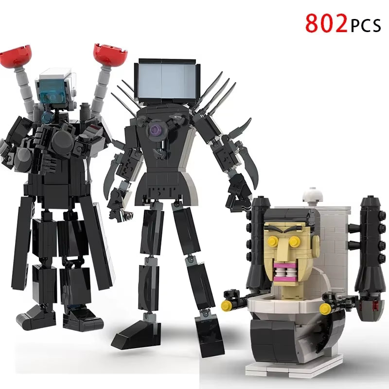 Moc Skibidi Toilet Action Figures Model Builing Blocks Camerman Titan Speakerman Surveillance Man Tvman Boys Toys for Kids Gifts