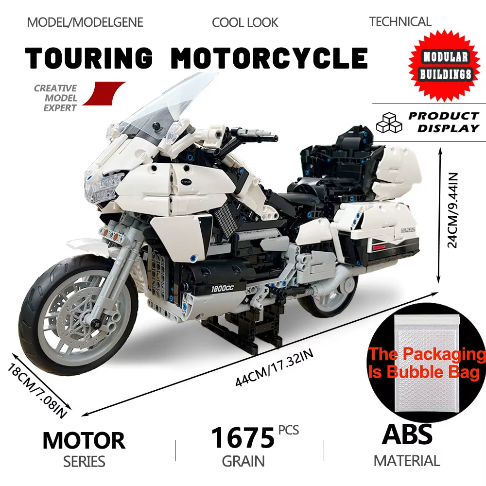 Gold Wing Touring Motorbike Model Building Blocks Technical 1:5 Scale Motorcycle Bricks Desk Decoration Assembly Set Kids Toys