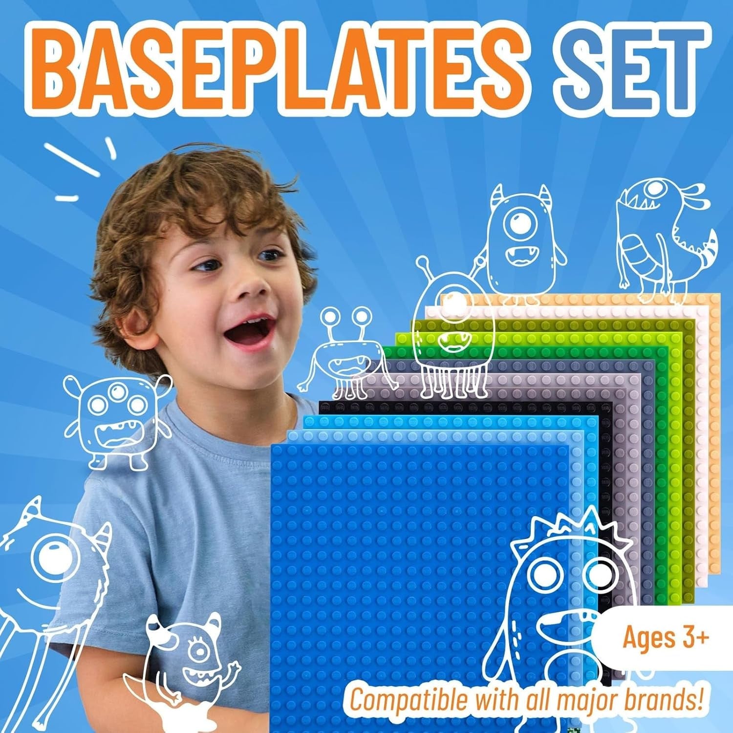 Stackable Baseplates - 12 Pack Compatible with Lego & All Major Building Brick Brands, 6 X 6 In, Stackable Top & Bottom Sides with 20 X 20 Stud, Kids Gift, Nature Theme