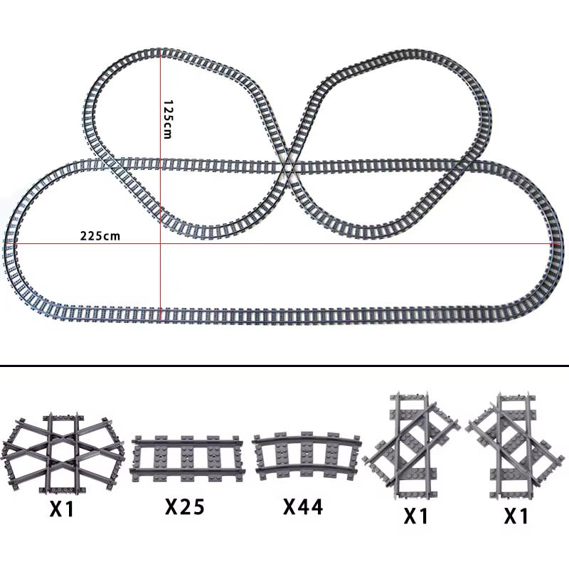 City Trains Switch Flexible Tracks Straight Curved Rails Crossing Flexible High-Speed Railway Viaduct Building Block Bricks Toys