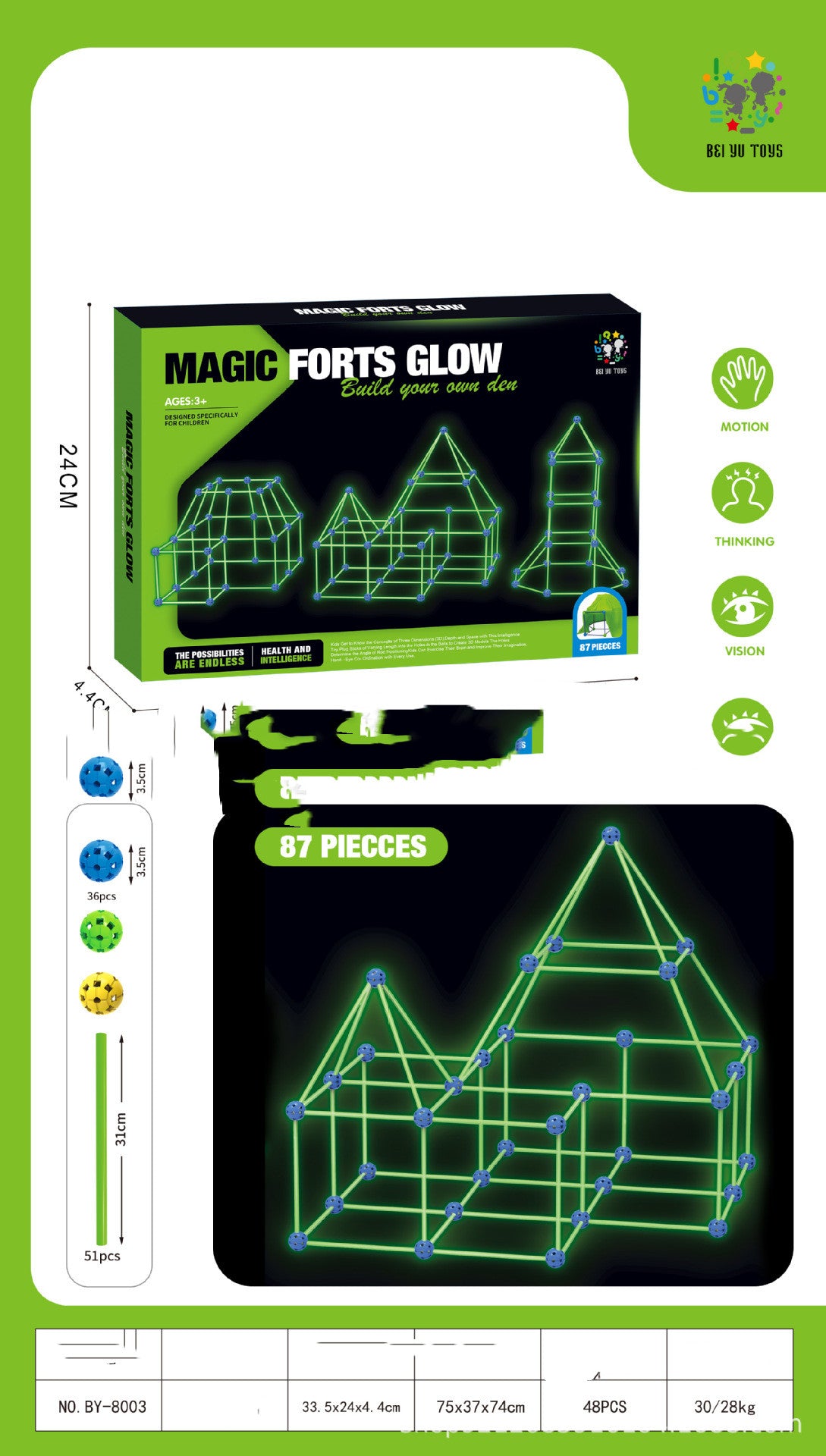 Fort Building Kit Construction Blocks Set Kids Toy Tents Fortress Builder Castles Tunnels Diy 3D Play House for Children Gift