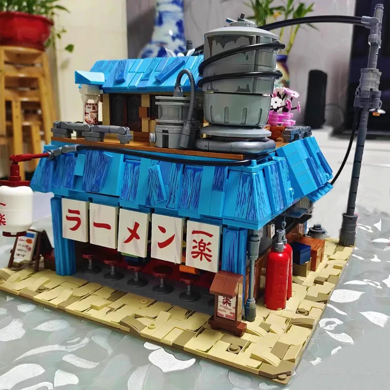 MOC Narutos Anime Yile Ramen Shop Building Blocks City Streetview Ramen House Model Bricks Toys Set for Kid Christmas Gift