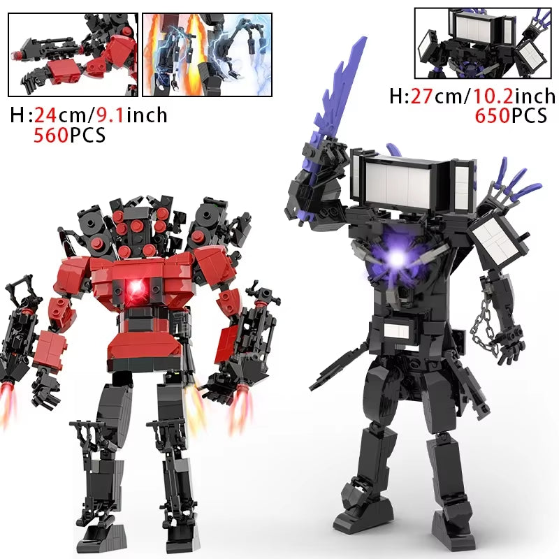 Moc Skibidi Toilet Action Figures Model Builing Blocks Camerman Titan Speakerman Surveillance Man Tvman Boys Toys for Kids Gifts