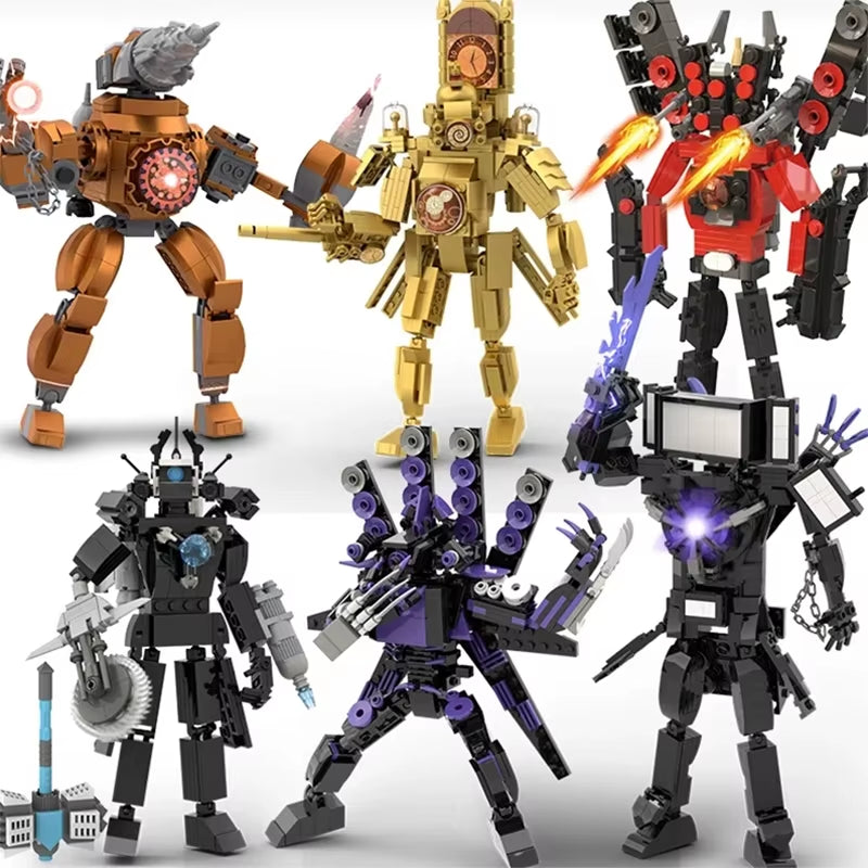 Moc Skibidi Toilet Action Figures Model Builing Blocks Camerman Titan Speakerman Surveillance Man Tvman Boys Toys for Kids Gifts