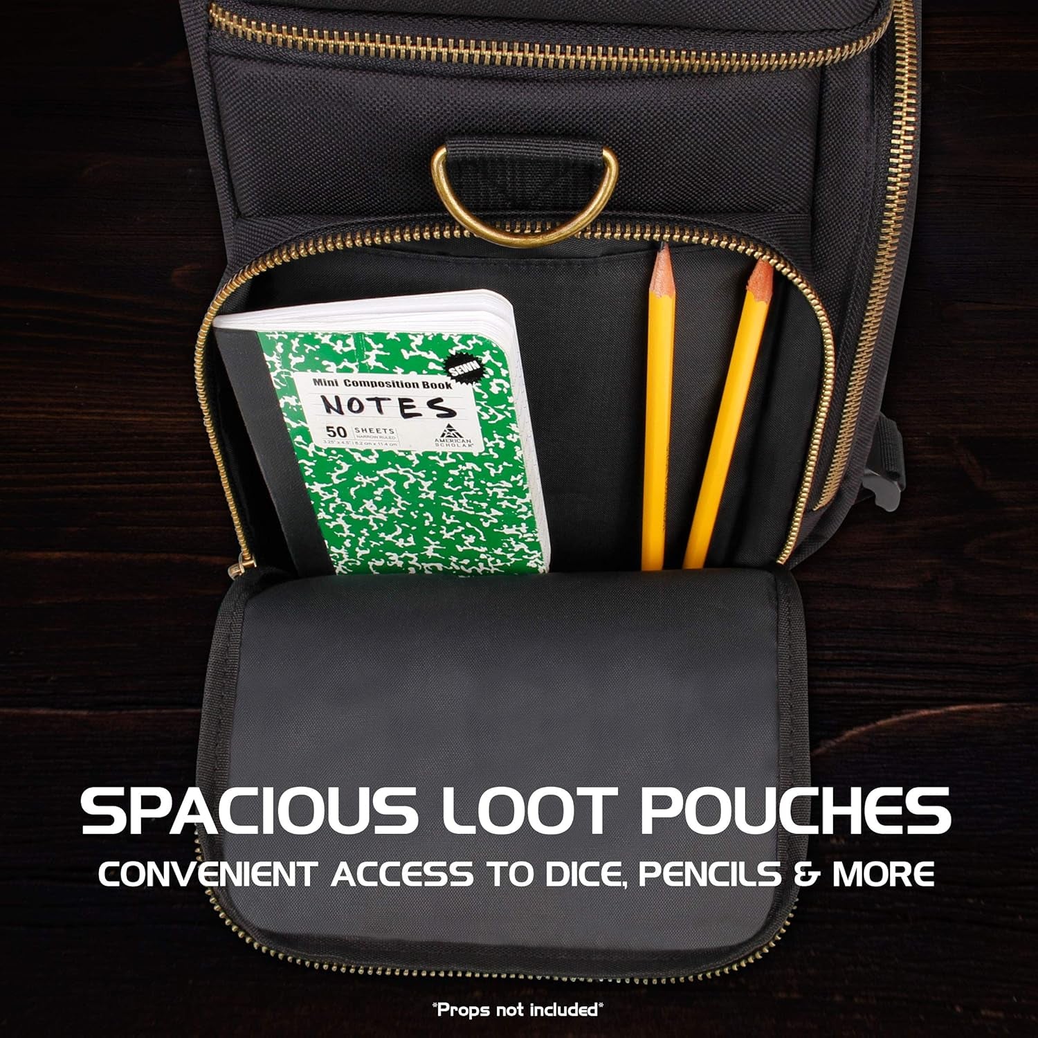 Tabletop Dnd Bag - RPG Adventurer'S Dungeons and Dragons Accessories Bag with Miniatures Storage, Mat Holder, Dnd Dice & Token Pockets, Fits 4-8 Dnd Books, DM Guide, Player'S Handbook (Black)
