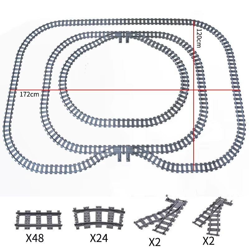 City Trains Switch Flexible Tracks Straight Curved Rails Crossing Flexible High-Speed Railway Viaduct Building Block Bricks Toys