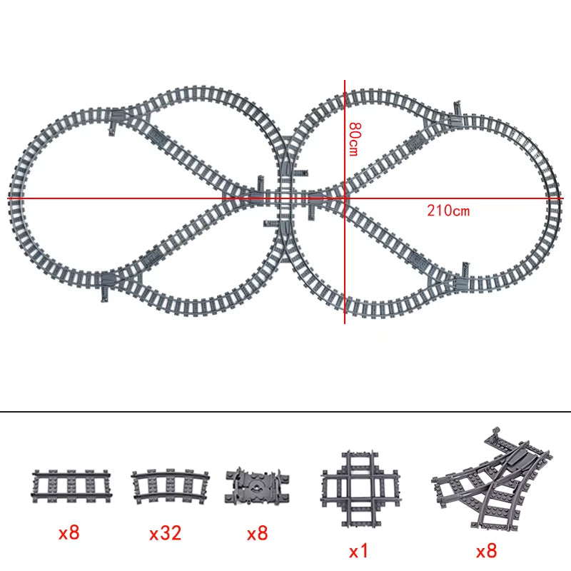 City Trains Switch Flexible Tracks Straight Curved Rails Crossing Flexible High-Speed Railway Viaduct Building Block Bricks Toys