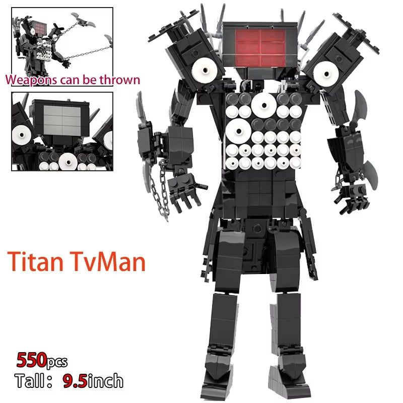 Moc Skibidi Toilet Action Figures Model Builing Blocks Camerman Titan Speakerman Surveillance Man Tvman Boys Toys for Kids Gifts