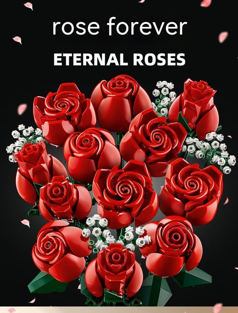 Compatible with Rose Bouquet Decoration Assembling Small Particles Building Blocks Toy