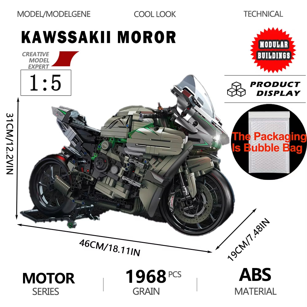 Gold Wing Touring Motorbike Model Building Blocks Technical 1:5 Scale Motorcycle Bricks Desk Decoration Assembly Set Kids Toys