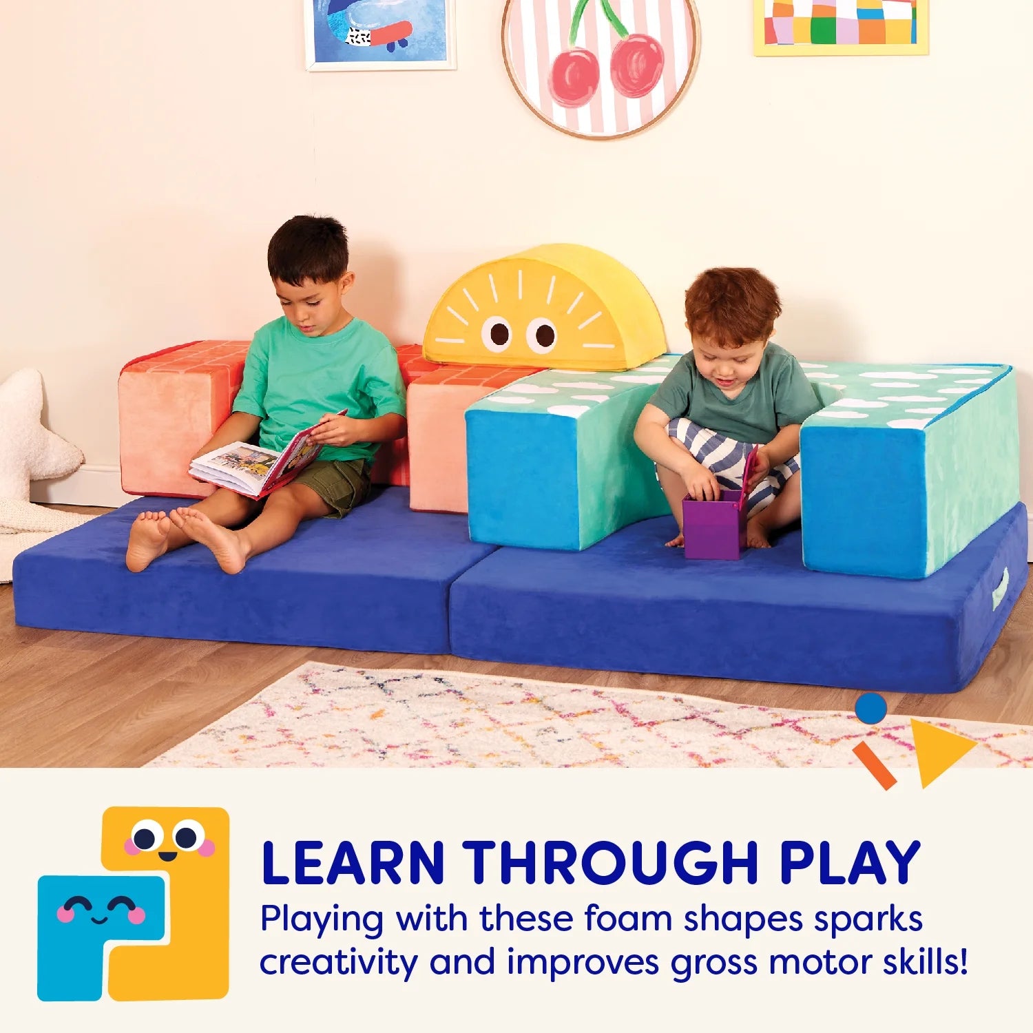 Cloud Castle Foam Fort Building Set with 5 Multicolor Play Shapes, Indoor Toy for 12 Months +