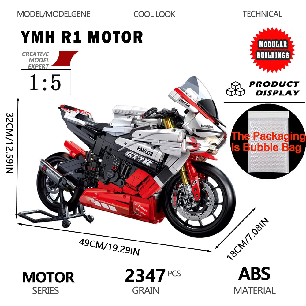 Gold Wing Touring Motorbike Model Building Blocks Technical 1:5 Scale Motorcycle Bricks Desk Decoration Assembly Set Kids Toys
