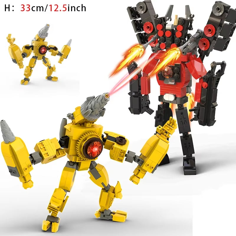 Moc Skibidi Toilet Action Figures Model Builing Blocks Camerman Titan Speakerman Surveillance Man Tvman Boys Toys for Kids Gifts