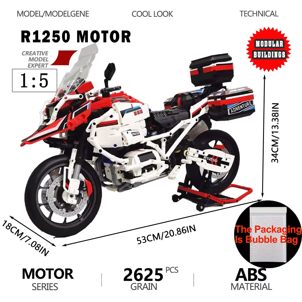 Gold Wing Touring Motorbike Model Building Blocks Technical 1:5 Scale Motorcycle Bricks Desk Decoration Assembly Set Kids Toys