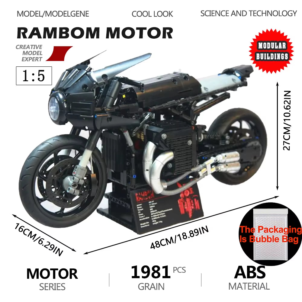 Gold Wing Touring Motorbike Model Building Blocks Technical 1:5 Scale Motorcycle Bricks Desk Decoration Assembly Set Kids Toys