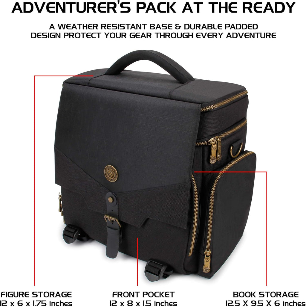 Tabletop Dnd Bag - RPG Adventurer'S Dungeons and Dragons Accessories Bag with Miniatures Storage, Mat Holder, Dnd Dice & Token Pockets, Fits 4-8 Dnd Books, DM Guide, Player'S Handbook (Black)