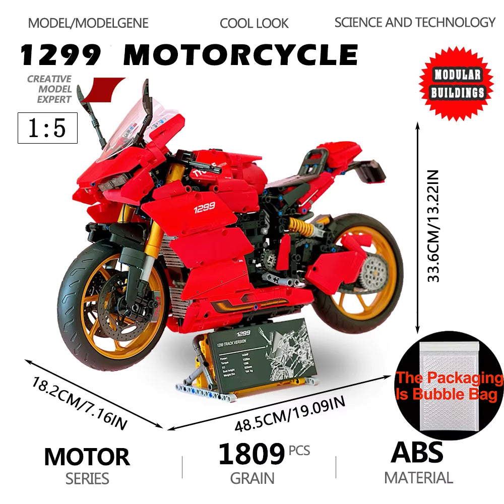 Gold Wing Touring Motorbike Model Building Blocks Technical 1:5 Scale Motorcycle Bricks Desk Decoration Assembly Set Kids Toys