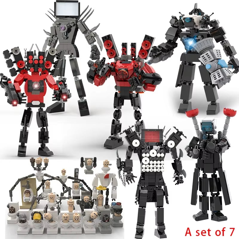 Moc Skibidi Toilet Action Figures Model Builing Blocks Camerman Titan Speakerman Surveillance Man Tvman Boys Toys for Kids Gifts