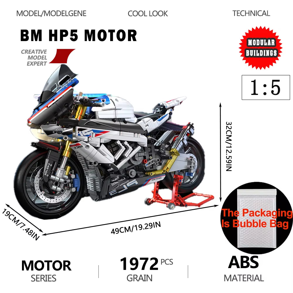 Gold Wing Touring Motorbike Model Building Blocks Technical 1:5 Scale Motorcycle Bricks Desk Decoration Assembly Set Kids Toys