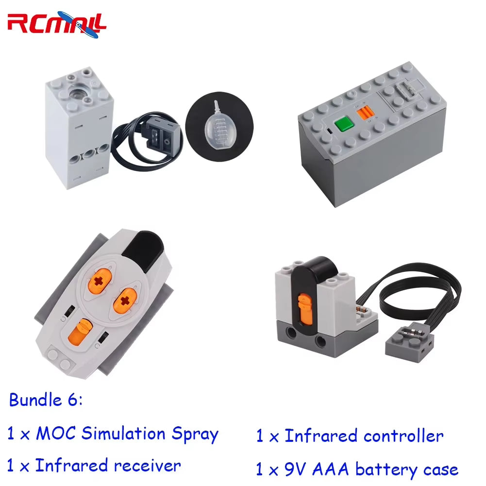 Simulation Spray Smoking Electric Exhaust Parts MOC Building Blocks for Cars Trains Toys Compatible with Legoeds Blocks