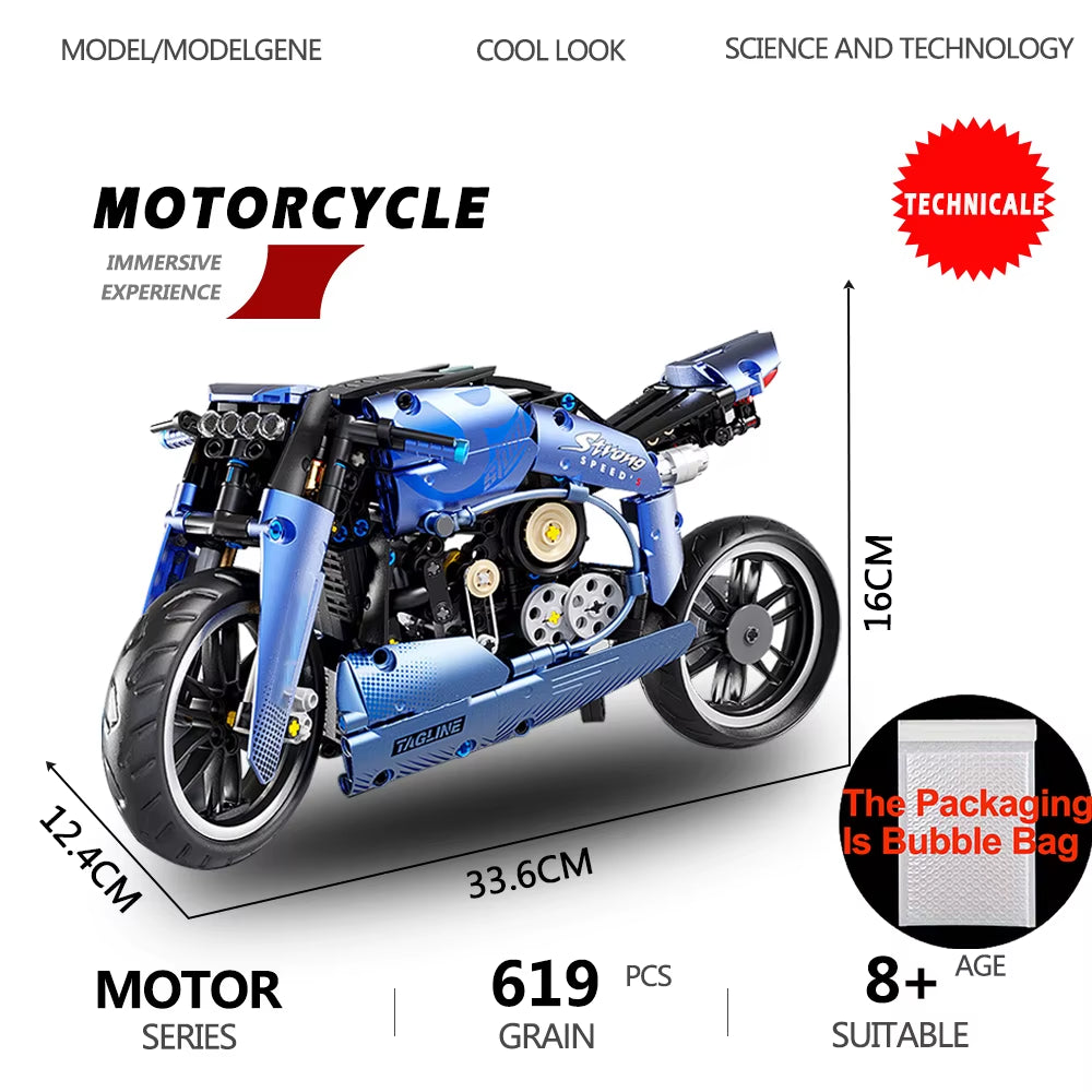 Gold Wing Touring Motorbike Model Building Blocks Technical 1:5 Scale Motorcycle Bricks Desk Decoration Assembly Set Kids Toys