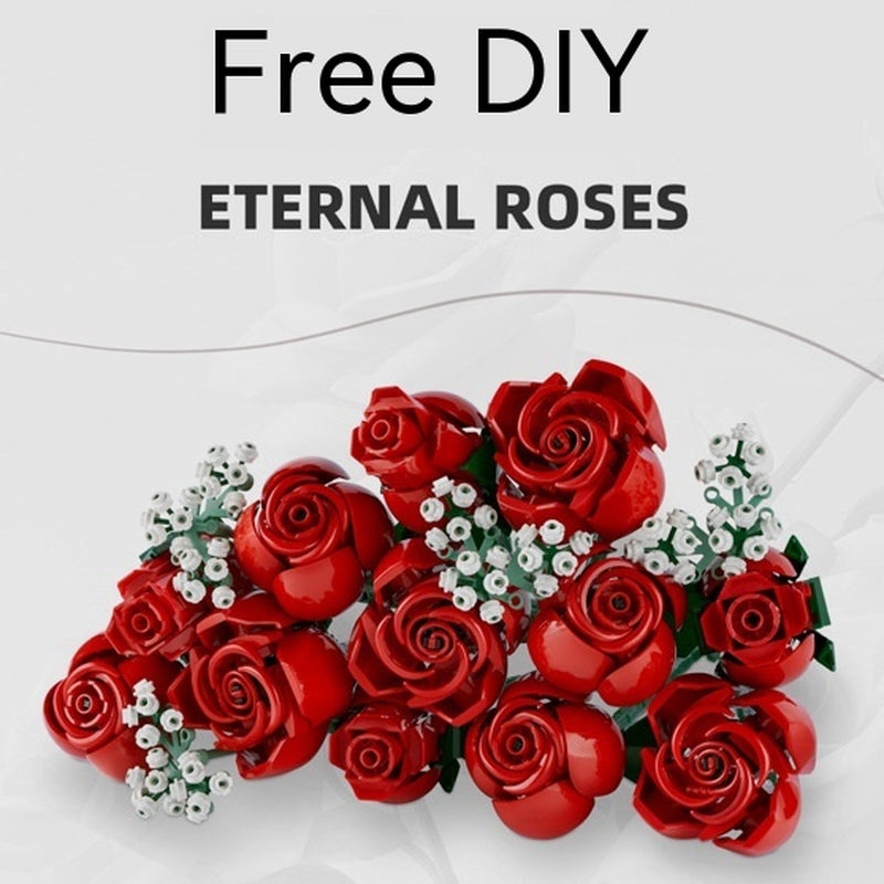 Compatible with Rose Bouquet Decoration Assembling Small Particles Building Blocks Toy