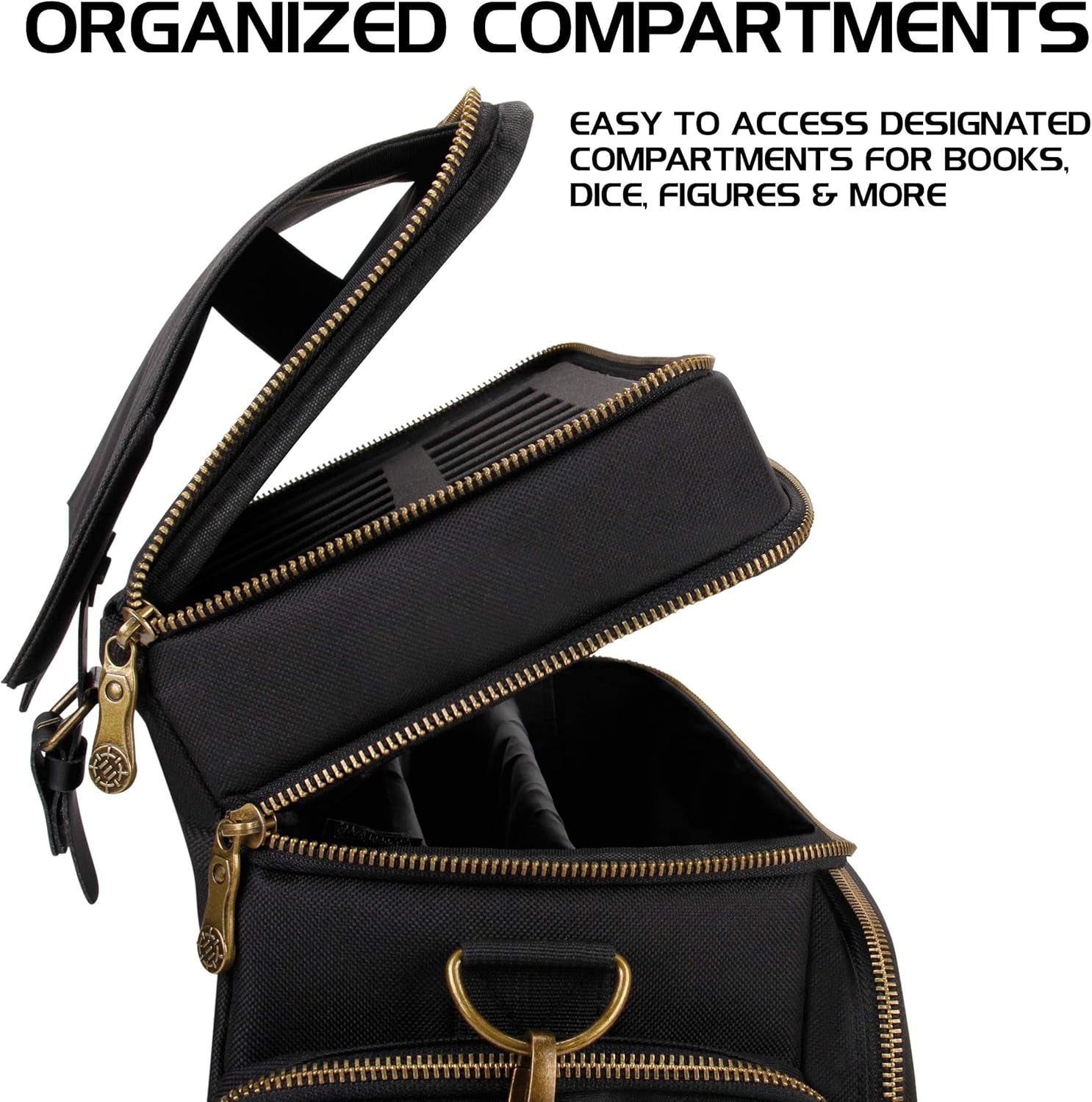 Tabletop Dnd Bag - RPG Adventurer'S Dungeons and Dragons Accessories Bag with Miniatures Storage, Mat Holder, Dnd Dice & Token Pockets, Fits 4-8 Dnd Books, DM Guide, Player'S Handbook (Black)