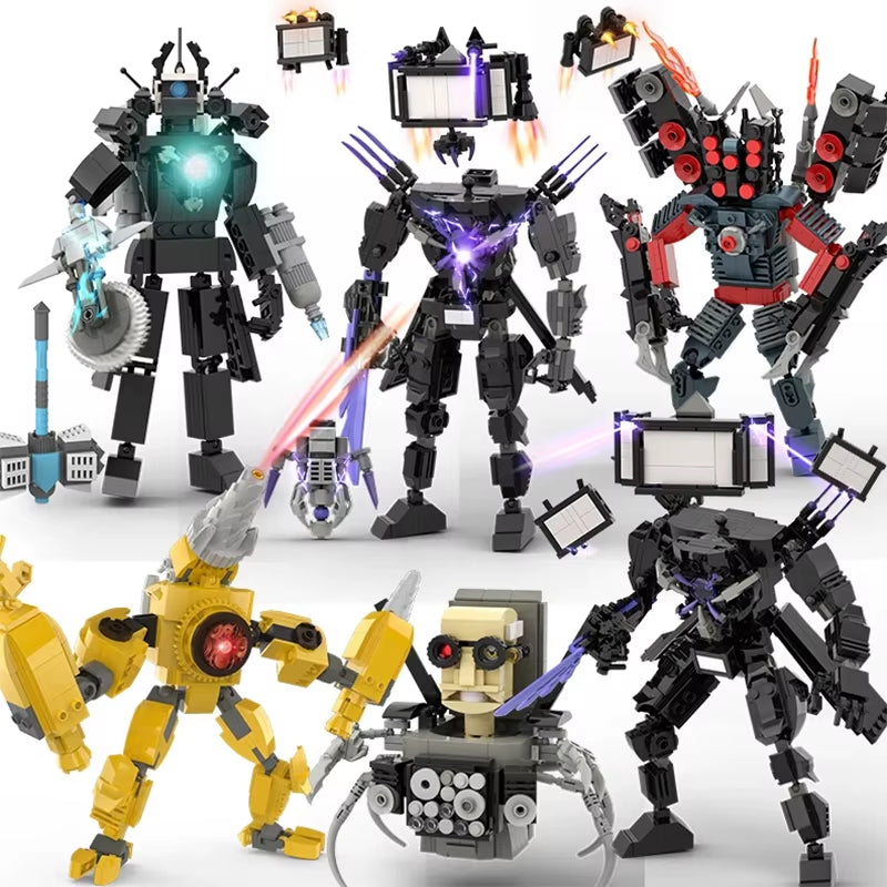 Moc Skibidi Toilet Action Figures Model Builing Blocks Camerman Titan Speakerman Surveillance Man Tvman Boys Toys for Kids Gifts