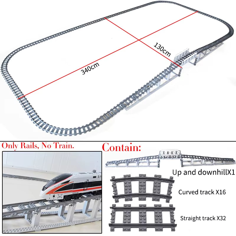 City Trains Switch Flexible Tracks Straight Curved Rails Crossing Flexible High-Speed Railway Viaduct Building Block Bricks Toys
