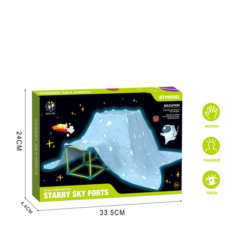 Fort Building Kit Construction Blocks Set Kids Toy Tents Fortress Builder Castles Tunnels Diy 3D Play House for Children Gift