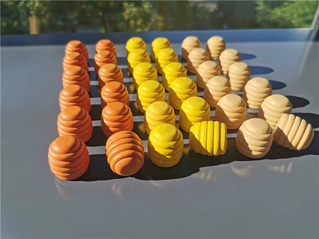Children Rainbow Wood Blocks Loose Parts Toy Mushrooms Montessori Wooden Droplets Jigsaw
