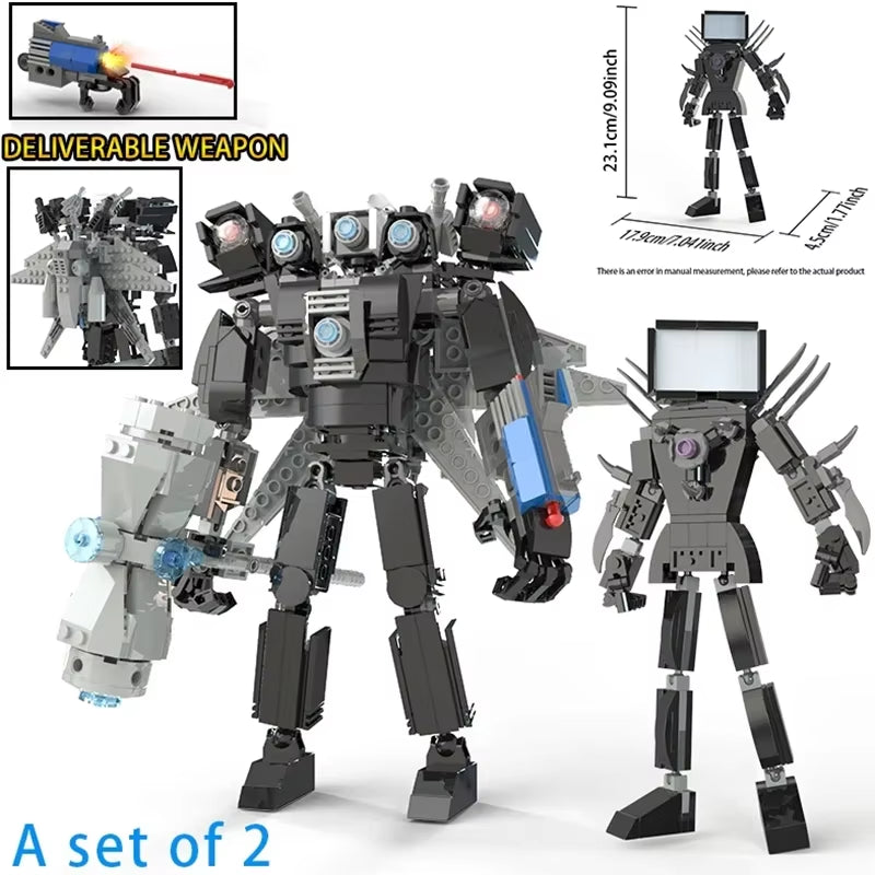 Moc Skibidi Toilet Action Figures Model Builing Blocks Camerman Titan Speakerman Surveillance Man Tvman Boys Toys for Kids Gifts