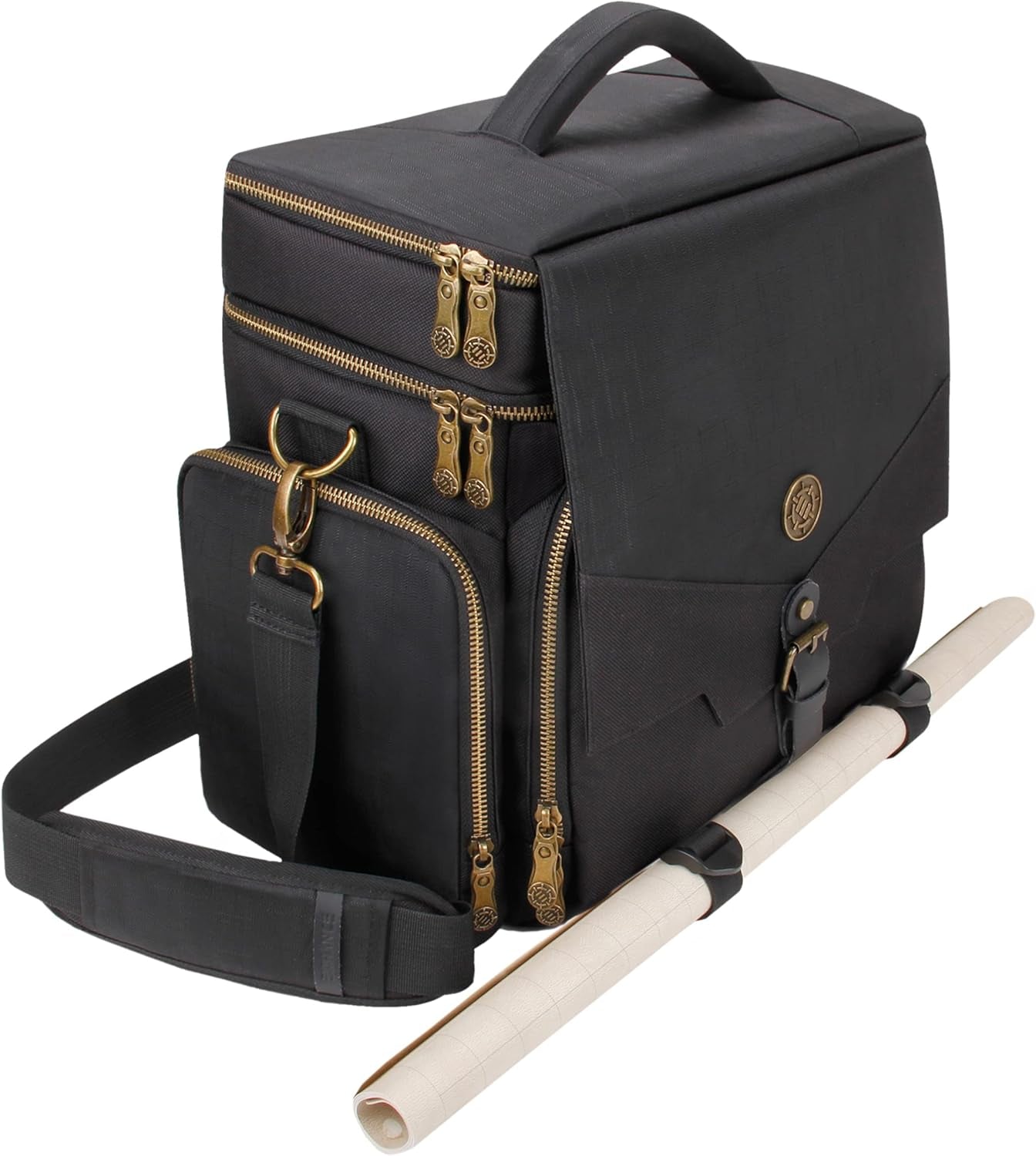 Tabletop Dnd Bag - RPG Adventurer'S Dungeons and Dragons Accessories Bag with Miniatures Storage, Mat Holder, Dnd Dice & Token Pockets, Fits 4-8 Dnd Books, DM Guide, Player'S Handbook (Black)