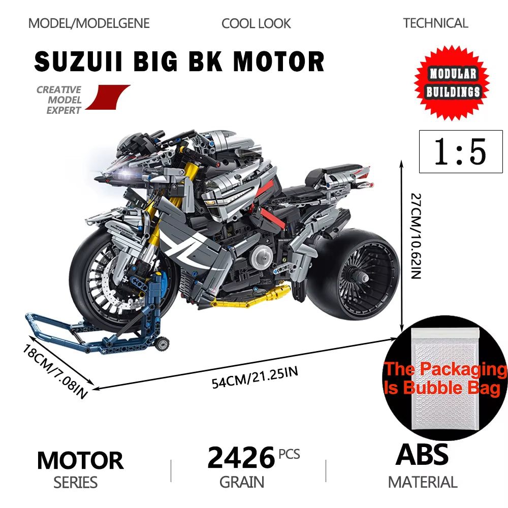 Gold Wing Touring Motorbike Model Building Blocks Technical 1:5 Scale Motorcycle Bricks Desk Decoration Assembly Set Kids Toys