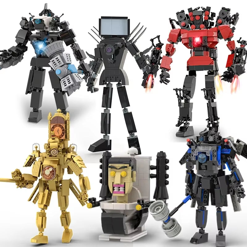 Moc Skibidi Toilet Action Figures Model Builing Blocks Camerman Titan Speakerman Surveillance Man Tvman Boys Toys for Kids Gifts