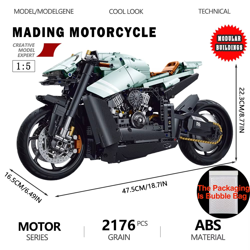 Gold Wing Touring Motorbike Model Building Blocks Technical 1:5 Scale Motorcycle Bricks Desk Decoration Assembly Set Kids Toys