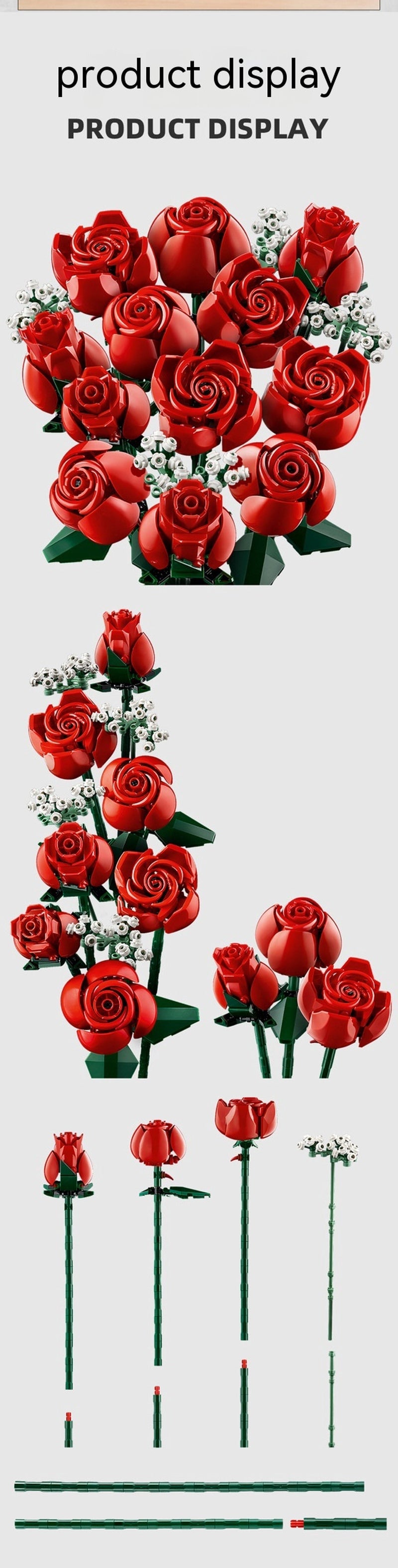 Compatible with Rose Bouquet Decoration Assembling Small Particles Building Blocks Toy