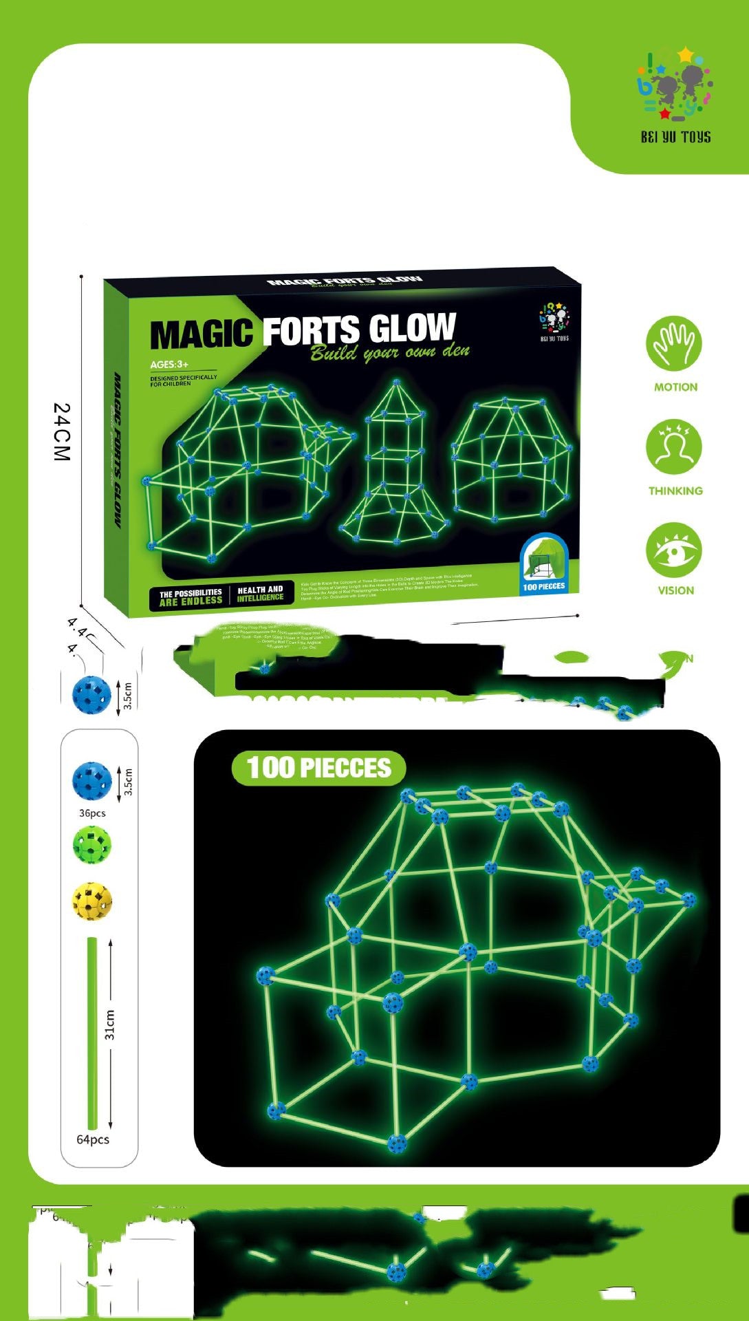 Fort Building Kit Construction Blocks Set Kids Toy Tents Fortress Builder Castles Tunnels Diy 3D Play House for Children Gift