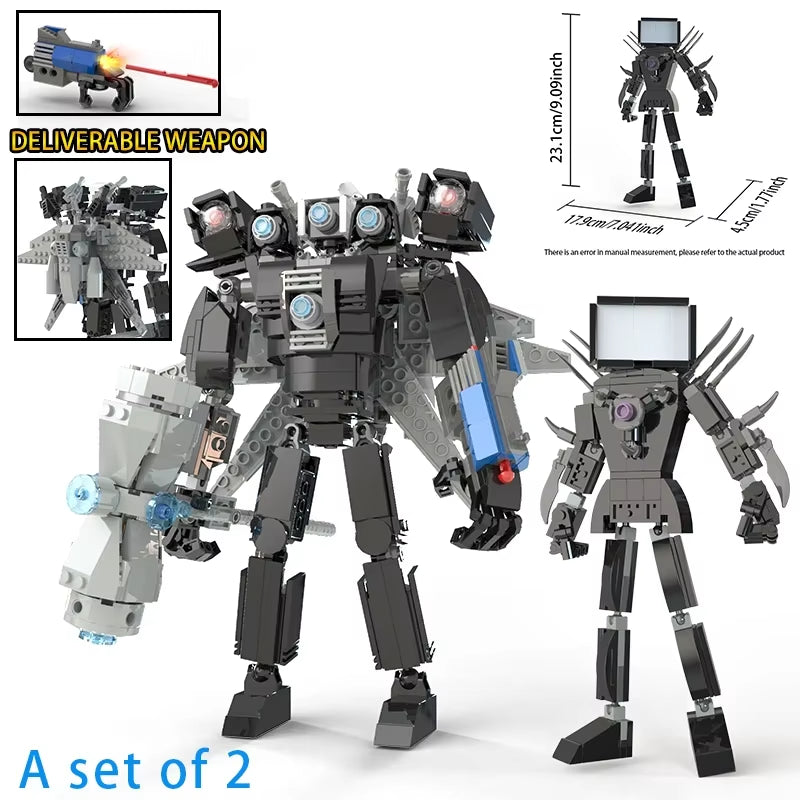 Moc Skibidi Toilet Action Figures Model Builing Blocks Camerman Titan Speakerman Surveillance Man Tvman Boys Toys for Kids Gifts