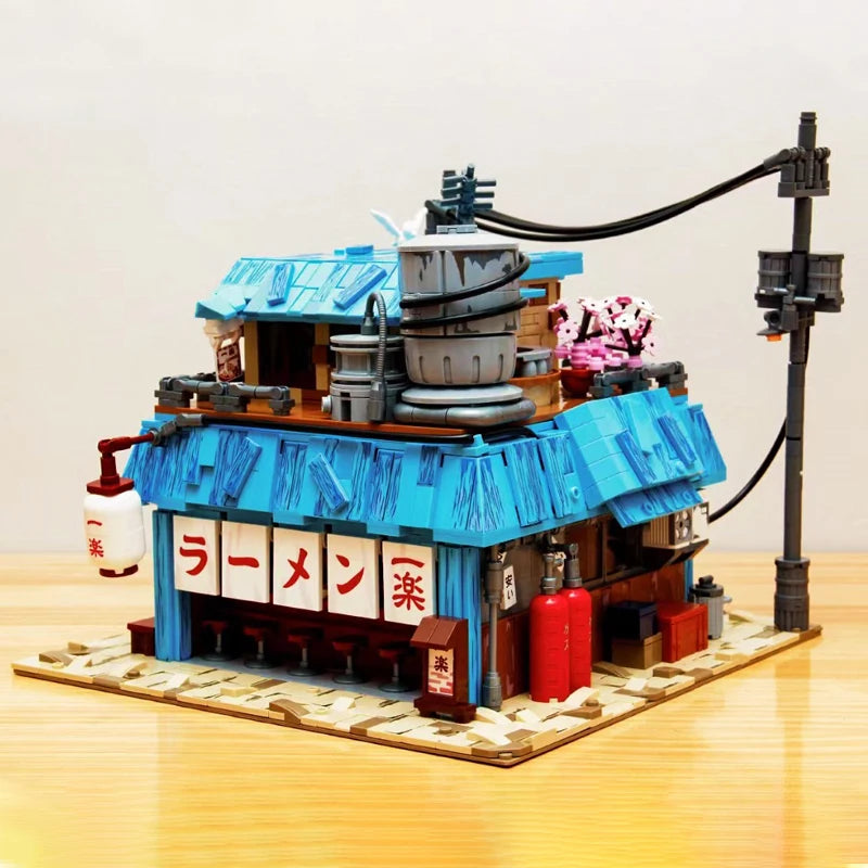 MOC Narutos Anime Yile Ramen Shop Building Blocks City Streetview Ramen House Model Bricks Toys Set for Kid Christmas Gift