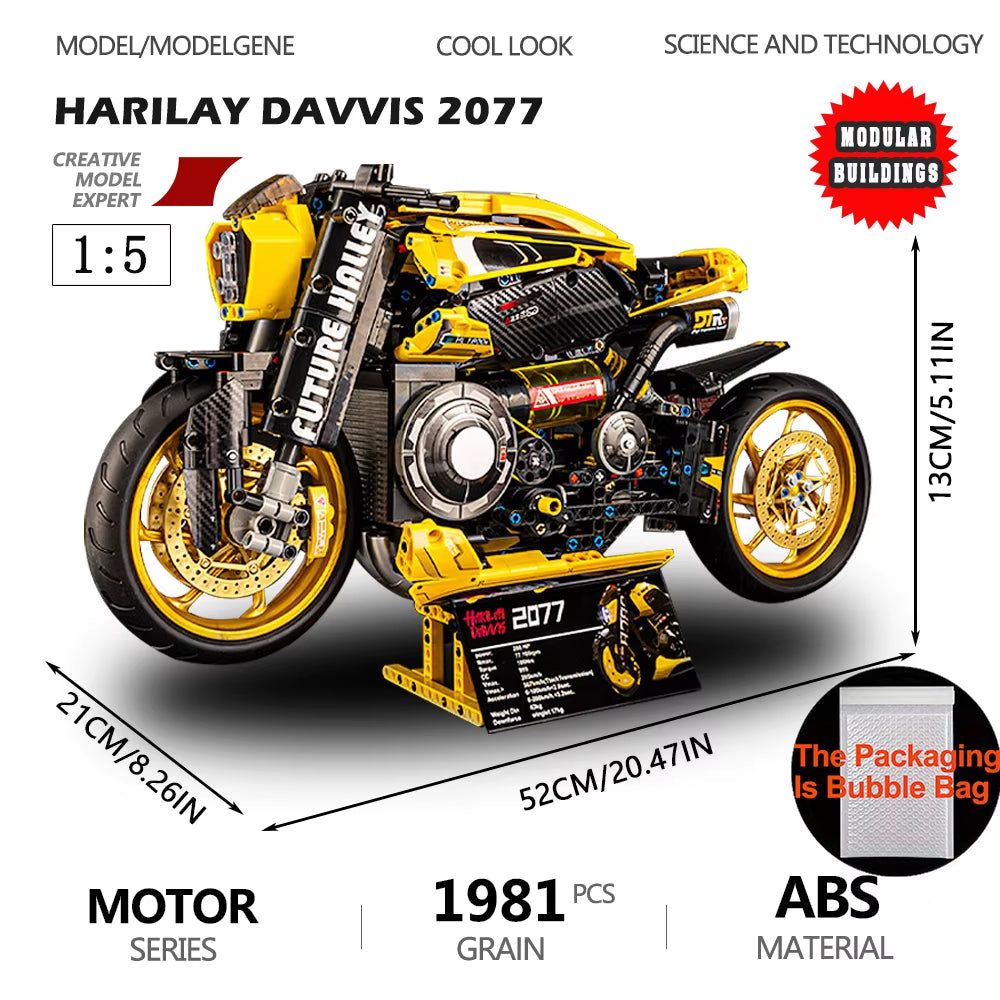 Gold Wing Touring Motorbike Model Building Blocks Technical 1:5 Scale Motorcycle Bricks Desk Decoration Assembly Set Kids Toys