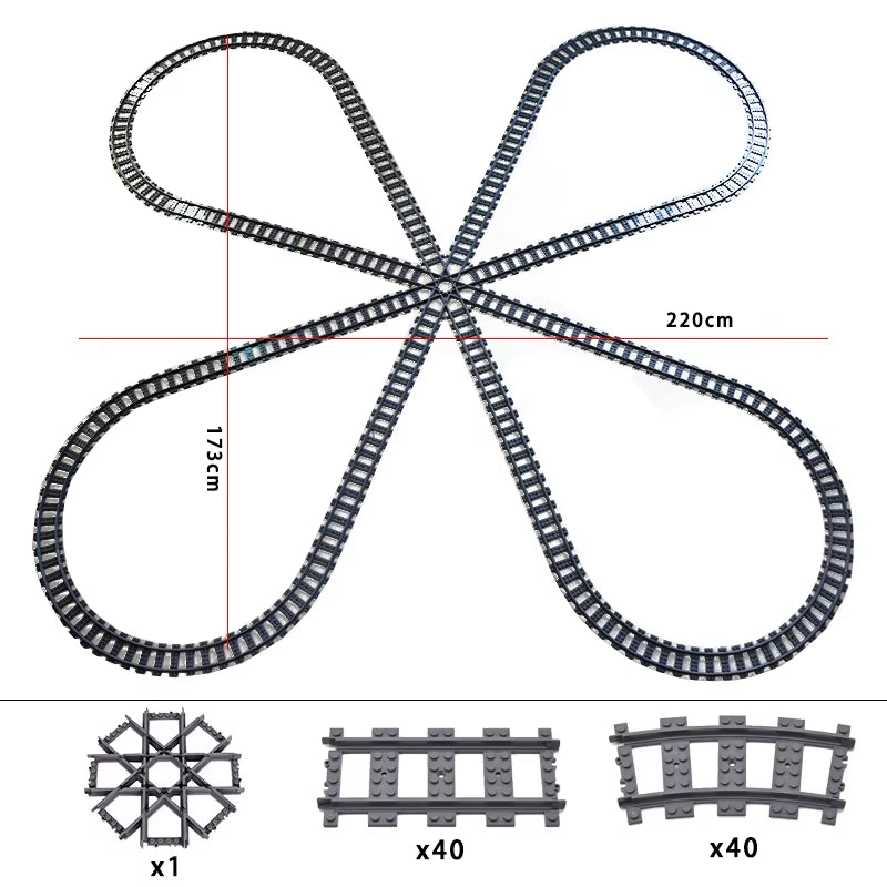 City Trains Switch Flexible Tracks Straight Curved Rails Crossing Flexible High-Speed Railway Viaduct Building Block Bricks Toys