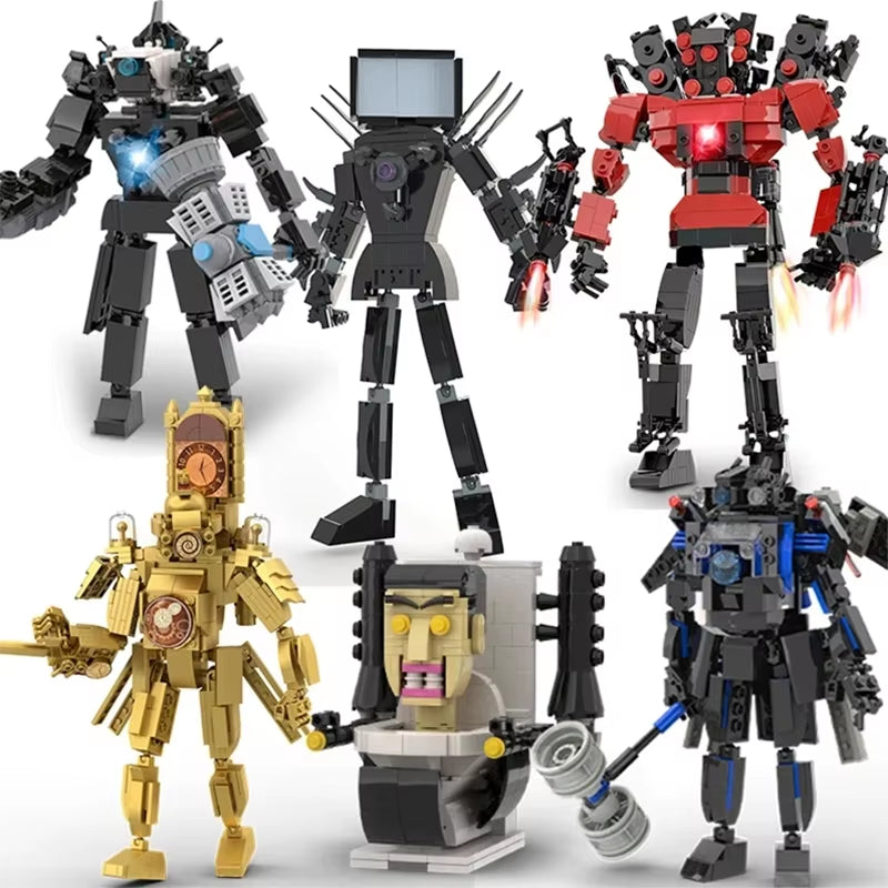 Moc Skibidi Toilet Action Figures Model Builing Blocks Camerman Titan Speakerman Surveillance Man Tvman Boys Toys for Kids Gifts