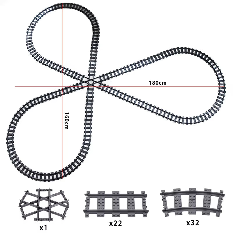 City Trains Switch Flexible Tracks Straight Curved Rails Crossing Flexible High-Speed Railway Viaduct Building Block Bricks Toys